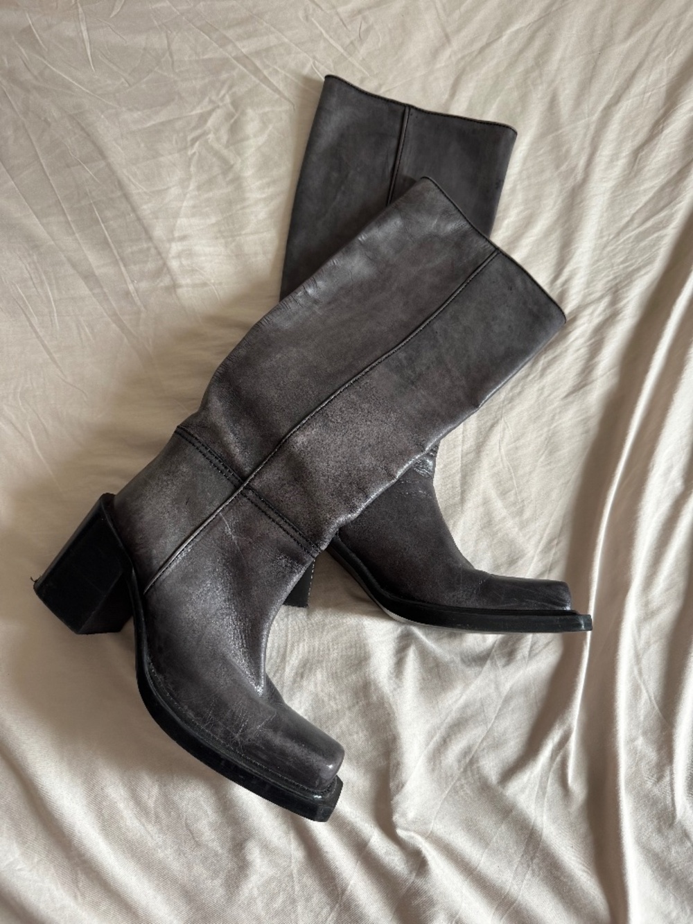 Mango leather boots